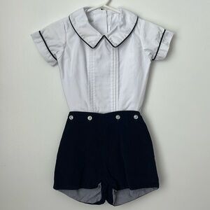 Shrimp & Grits Kids Navy Oliver Set.  Size 12M.